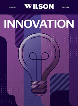 Cover of Issue 01 of Wilson Magazine on in innovation cover features a light bulb and the word innovation. 