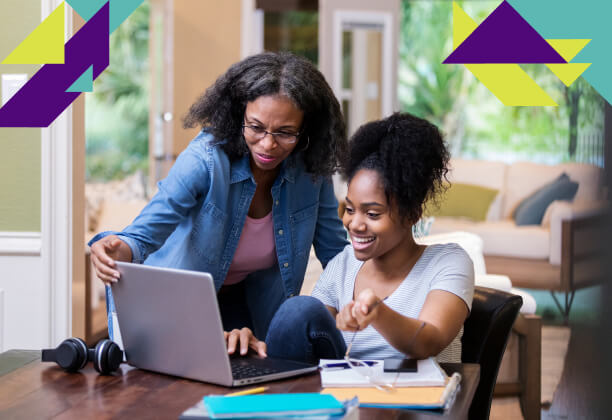 Educator helping student