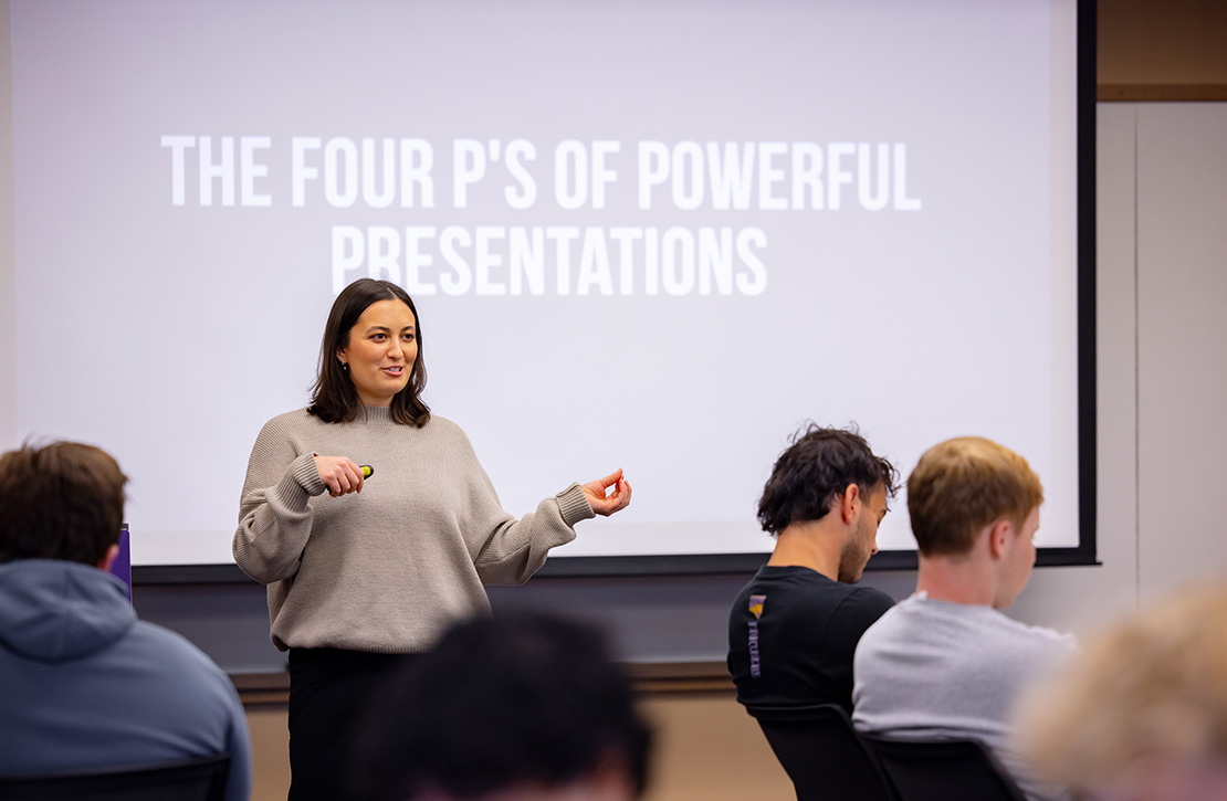 PRP presenter talking about powerful presentations