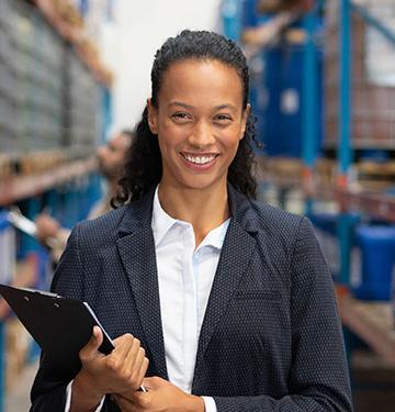 Supply chain manager in warehouse